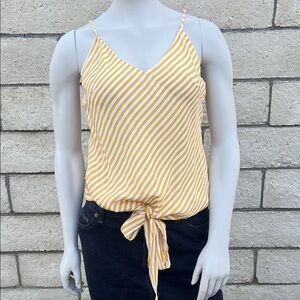 Gold Hawk Yellow striped Tie-Hem Cami Top